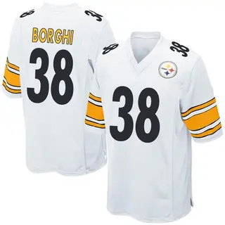 Game Men's Max Borghi Pittsburgh Steelers Nike Jersey - White