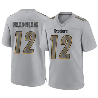 Game Men's Terry Bradshaw Pittsburgh Steelers Nike Atmosphere Fashion Jersey - Gray