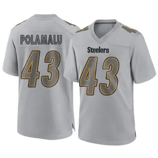 Game Men's Troy Polamalu Pittsburgh Steelers Nike Atmosphere Fashion Jersey - Gray