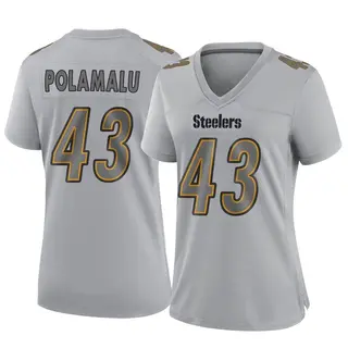 Game Women's Troy Polamalu Pittsburgh Steelers Nike Atmosphere Fashion Jersey - Gray