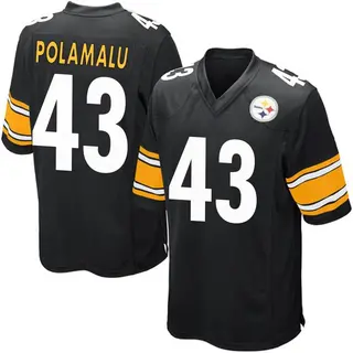 Game Youth Troy Polamalu Pittsburgh Steelers Nike Team Color Jersey - Black