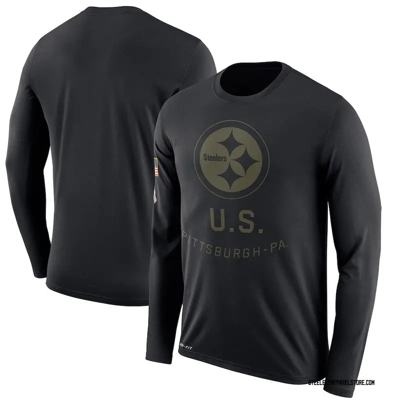 Legend Men's Pittsburgh Steelers Nike 2018 Salute to Service Sideline Performance Long Sleeve T-Shirt - Black