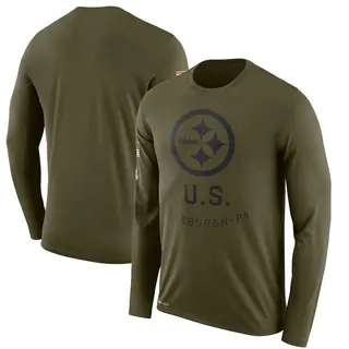 Legend Men's Pittsburgh Steelers 2018 Salute to Service Sideline Performance Long Sleeve T-Shirt - Olive