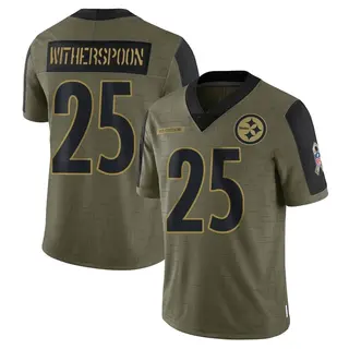 Limited Men's Ahkello Witherspoon Pittsburgh Steelers Nike 2021 Salute To Service Jersey - Olive