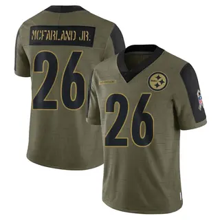 Limited Men's Anthony McFarland Jr. Pittsburgh Steelers Nike 2021 Salute To Service Jersey - Olive