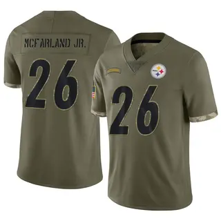 Limited Men's Anthony McFarland Jr. Pittsburgh Steelers Nike 2022 Salute To Service Jersey - Olive