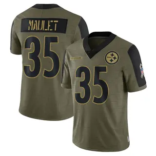 Limited Men's Arthur Maulet Pittsburgh Steelers Nike 2021 Salute To Service Jersey - Olive
