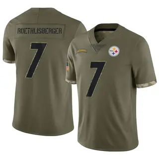Limited Men's Ben Roethlisberger Pittsburgh Steelers Nike 2022 Salute To Service Jersey - Olive