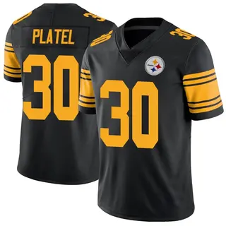 Limited Men's Carlins Platel Pittsburgh Steelers Nike Color Rush Jersey - Black