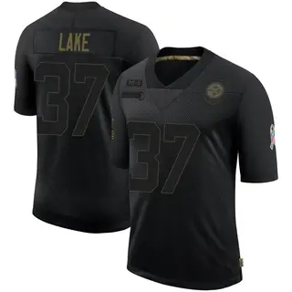 Limited Men's Carnell Lake Pittsburgh Steelers Nike 2020 Salute To Service Jersey - Black