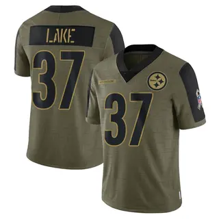 Limited Men's Carnell Lake Pittsburgh Steelers Nike 2021 Salute To Service Jersey - Olive
