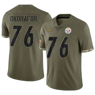 Limited Men's Chukwuma Okorafor Pittsburgh Steelers Nike 2022 Salute To Service Jersey - Olive