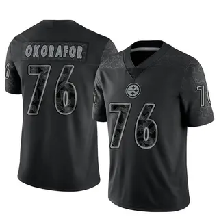 Limited Men's Chukwuma Okorafor Pittsburgh Steelers Nike Reflective Jersey - Black