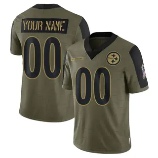 Limited Men's Custom Pittsburgh Steelers Nike 2021 Salute To Service Jersey - Olive