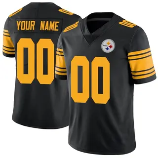 Limited Men's Custom Pittsburgh Steelers Color Rush Jersey - Black