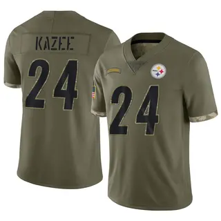 Limited Men's Damontae Kazee Pittsburgh Steelers Nike 2022 Salute To Service Jersey - Olive