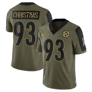 Limited Men's Demarcus Christmas Pittsburgh Steelers Nike 2021 Salute To Service Jersey - Olive