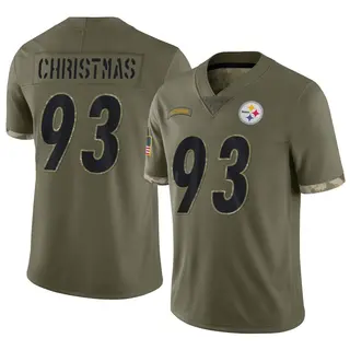 Limited Men's Demarcus Christmas Pittsburgh Steelers Nike 2022 Salute To Service Jersey - Olive
