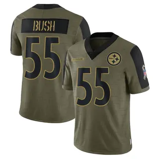 Limited Men's Devin Bush Pittsburgh Steelers Nike 2021 Salute To Service Jersey - Olive