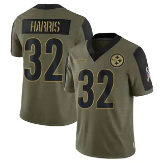 Limited Men's Franco Harris Pittsburgh Steelers Nike 2021 Salute To Service Jersey - Olive
