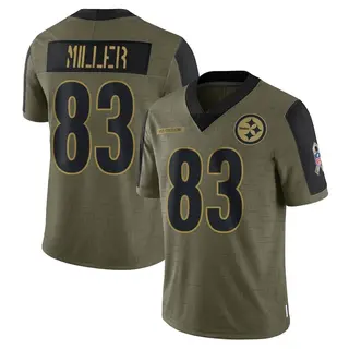Limited Men's Heath Miller Pittsburgh Steelers Nike 2021 Salute To Service Jersey - Olive