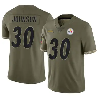 Limited Men's Isaiah Johnson Pittsburgh Steelers Nike 2022 Salute To Service Jersey - Olive