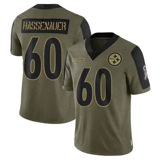 Limited Men's J.C. Hassenauer Pittsburgh Steelers Nike 2021 Salute To Service Jersey - Olive