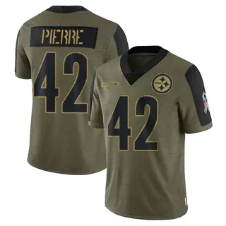 Limited Men's James Pierre Pittsburgh Steelers Nike 2021 Salute To Service Jersey - Olive