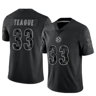 Limited Men's Master Teague Pittsburgh Steelers Nike Reflective Jersey - Black