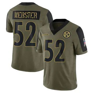 Limited Men's Mike Webster Pittsburgh Steelers Nike 2021 Salute To Service Jersey - Olive