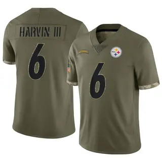 Limited Men's Pressley Harvin III Pittsburgh Steelers Nike 2022 Salute To Service Jersey - Olive