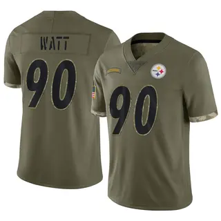 Limited Men's T.J. Watt Pittsburgh Steelers Nike 2022 Salute To Service Jersey - Olive