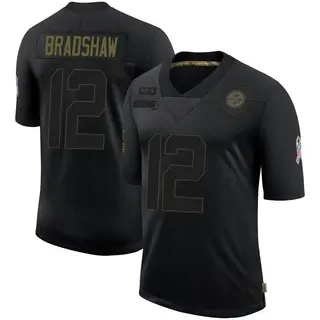 Limited Men's Terry Bradshaw Pittsburgh Steelers Nike 2020 Salute To Service Jersey - Black