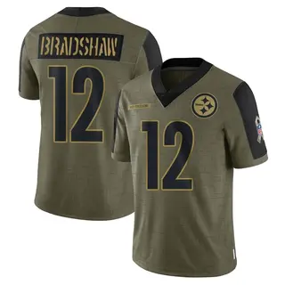 Limited Men's Terry Bradshaw Pittsburgh Steelers Nike 2021 Salute To Service Jersey - Olive
