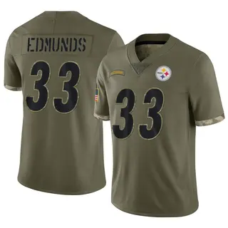 Limited Men's Trey Edmunds Pittsburgh Steelers Nike 2022 Salute To Service Jersey - Olive