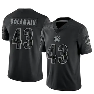 Limited Men's Troy Polamalu Pittsburgh Steelers Nike Reflective Jersey - Black