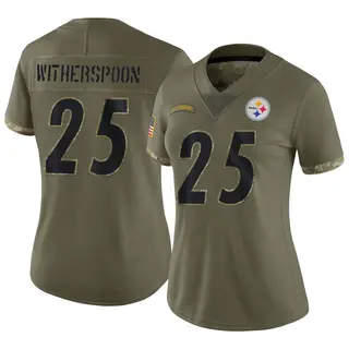 Limited Women's Ahkello Witherspoon Pittsburgh Steelers Nike 2022 Salute To Service Jersey - Olive