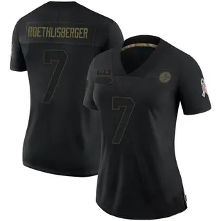 Limited Women's Ben Roethlisberger Pittsburgh Steelers Nike 2020 Salute To Service Jersey - Black