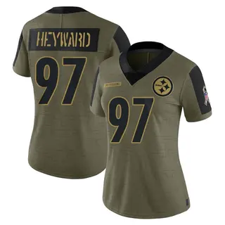 Limited Women's Cameron Heyward Pittsburgh Steelers Nike 2021 Salute To Service Jersey - Olive
