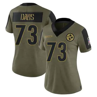 Limited Women's Carlos Davis Pittsburgh Steelers Nike 2021 Salute To Service Jersey - Olive