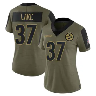 Limited Women's Carnell Lake Pittsburgh Steelers Nike 2021 Salute To Service Jersey - Olive