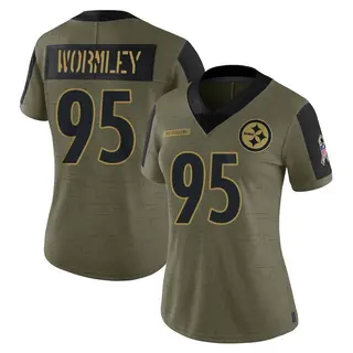 Limited Women's Chris Wormley Pittsburgh Steelers Nike 2021 Salute To Service Jersey - Olive