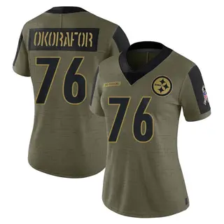 Limited Women's Chukwuma Okorafor Pittsburgh Steelers Nike 2021 Salute To Service Jersey - Olive