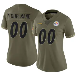 Limited Women's Custom Pittsburgh Steelers Nike 2022 Salute To Service Jersey - Olive