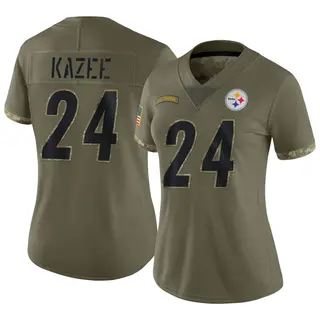 Limited Women's Damontae Kazee Pittsburgh Steelers Nike 2022 Salute To Service Jersey - Olive