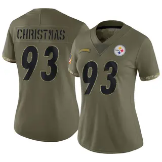Limited Women's Demarcus Christmas Pittsburgh Steelers Nike 2022 Salute To Service Jersey - Olive
