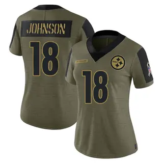 Limited Women's Diontae Johnson Pittsburgh Steelers Nike 2021 Salute To Service Jersey - Olive