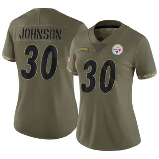 Limited Women's Isaiah Johnson Pittsburgh Steelers Nike 2022 Salute To Service Jersey - Olive