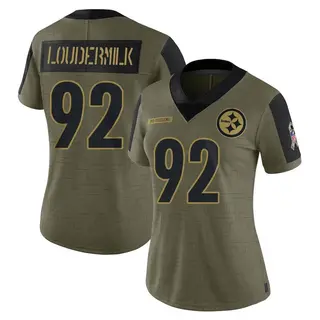 Limited Women's Isaiahh Loudermilk Pittsburgh Steelers Nike 2021 Salute To Service Jersey - Olive
