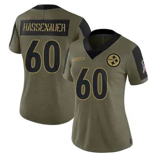 Limited Women's J.C. Hassenauer Pittsburgh Steelers Nike 2021 Salute To Service Jersey - Olive